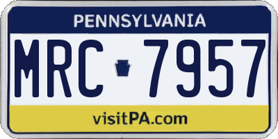 PA license plate MRC7957