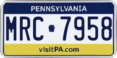 PA license plate MRC7958
