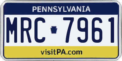 PA license plate MRC7961