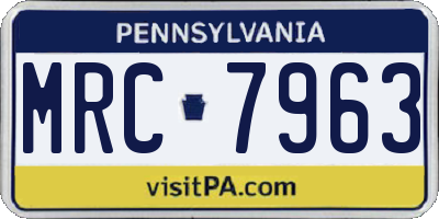 PA license plate MRC7963