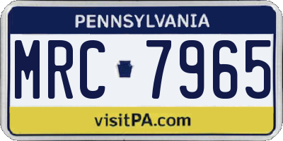 PA license plate MRC7965