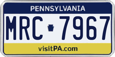 PA license plate MRC7967