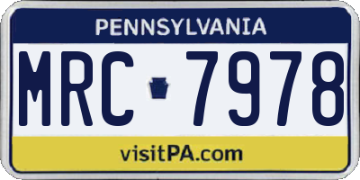 PA license plate MRC7978