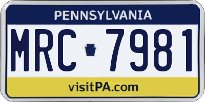 PA license plate MRC7981