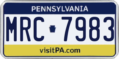 PA license plate MRC7983