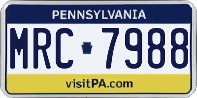 PA license plate MRC7988