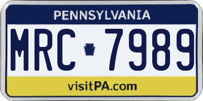 PA license plate MRC7989