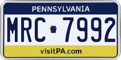 PA license plate MRC7992