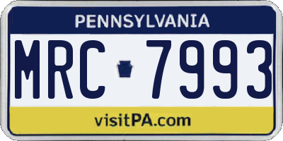 PA license plate MRC7993