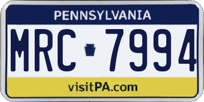 PA license plate MRC7994