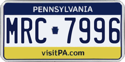 PA license plate MRC7996