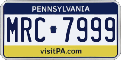 PA license plate MRC7999