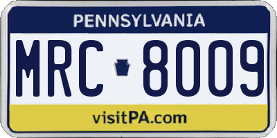PA license plate MRC8009
