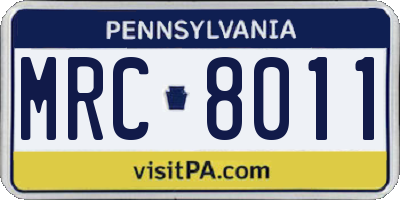 PA license plate MRC8011