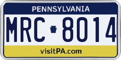 PA license plate MRC8014