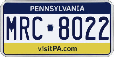 PA license plate MRC8022