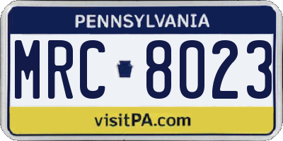 PA license plate MRC8023