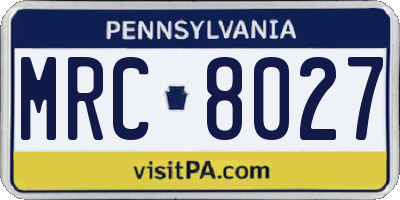 PA license plate MRC8027