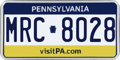 PA license plate MRC8028