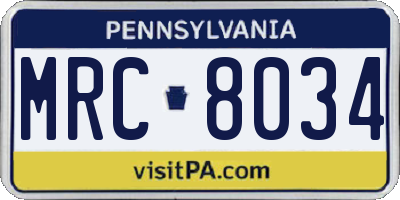 PA license plate MRC8034