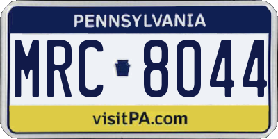 PA license plate MRC8044