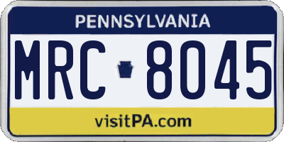 PA license plate MRC8045