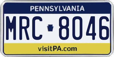 PA license plate MRC8046