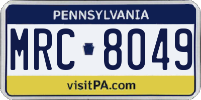 PA license plate MRC8049