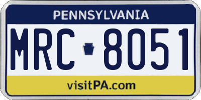 PA license plate MRC8051
