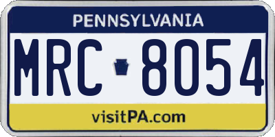 PA license plate MRC8054