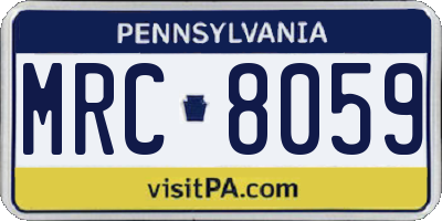 PA license plate MRC8059