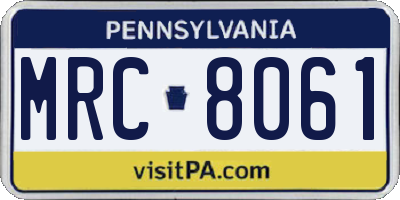 PA license plate MRC8061
