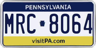 PA license plate MRC8064