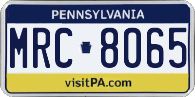 PA license plate MRC8065