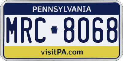 PA license plate MRC8068