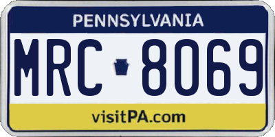 PA license plate MRC8069
