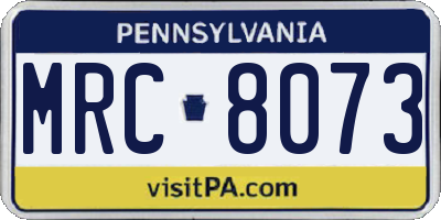 PA license plate MRC8073