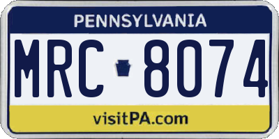 PA license plate MRC8074