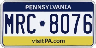 PA license plate MRC8076