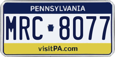 PA license plate MRC8077