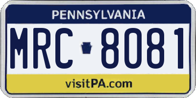 PA license plate MRC8081