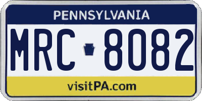 PA license plate MRC8082