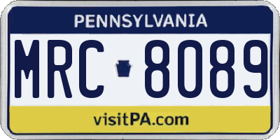 PA license plate MRC8089