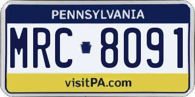 PA license plate MRC8091
