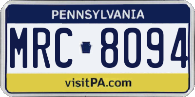 PA license plate MRC8094