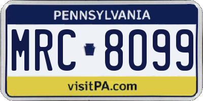 PA license plate MRC8099