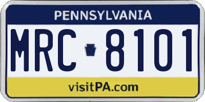 PA license plate MRC8101