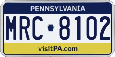 PA license plate MRC8102