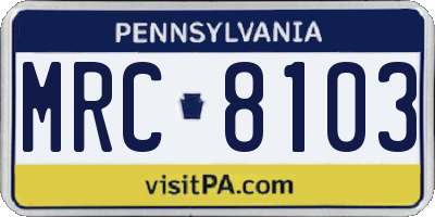 PA license plate MRC8103