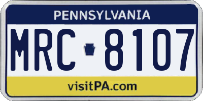 PA license plate MRC8107